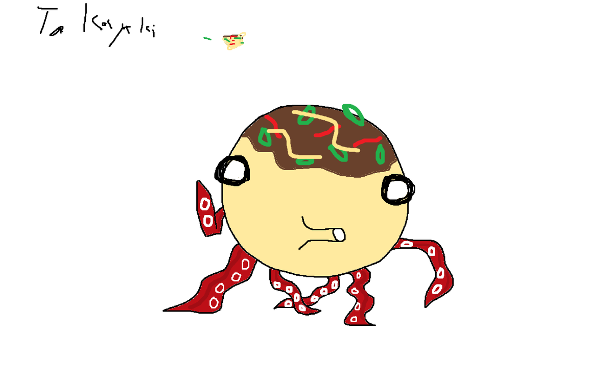 FriendlyAdun's tweet photo. Takoyaki Be Gangster #takoyaki #food #baddraws #art #Vtuber https://t.co/n5jrzIBEoD