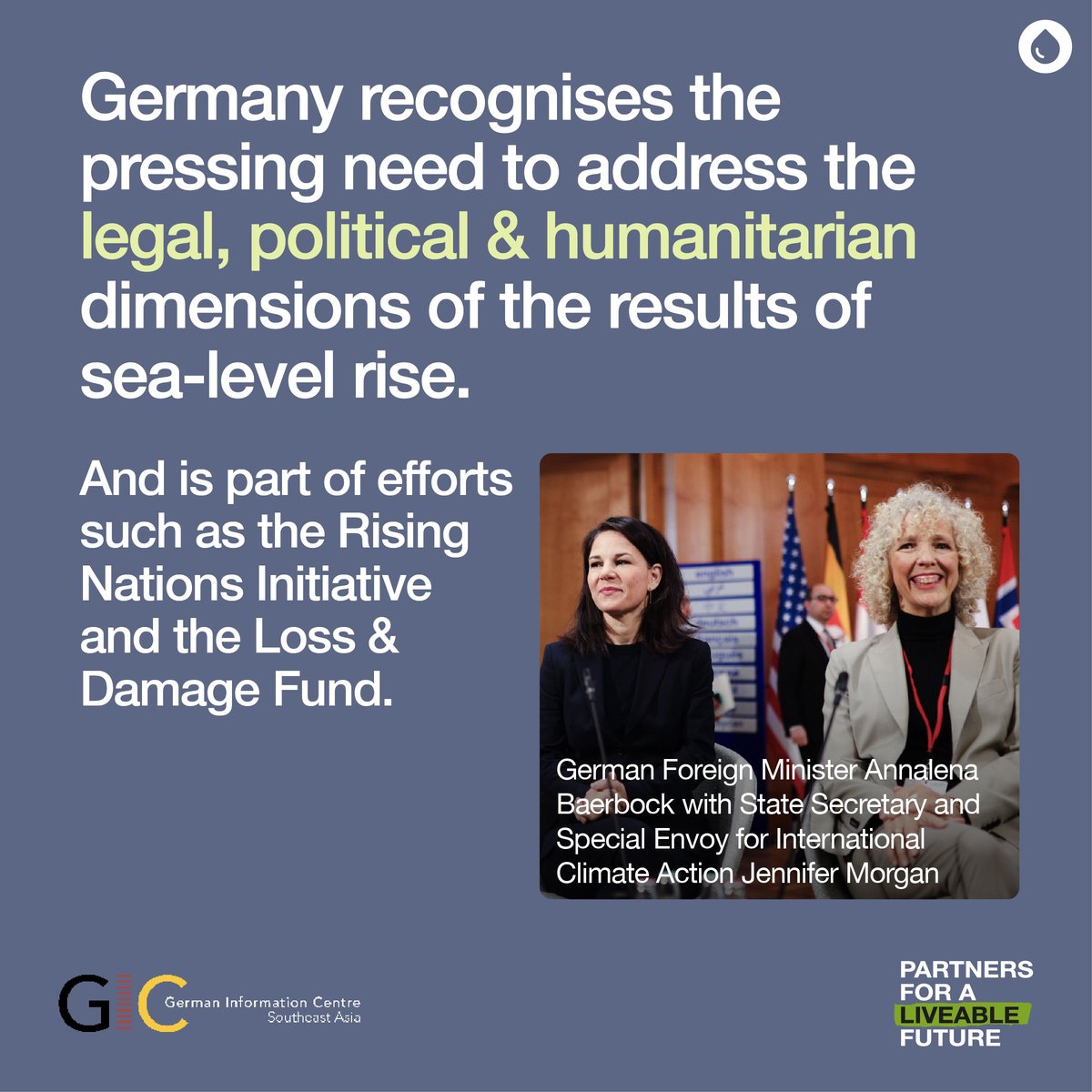 GermanyInSEAsia's tweet photo. Global average sea levels have risen ~24 cm since the 1880s. This rise is impacting the lives of many today.
🌱That's why countries globally, including 🇩🇪 & the #IndoPacific, will be attending @COP29_AZ 2024 to step up efforts to reduce greenhouse gas production. #LiveableFuture