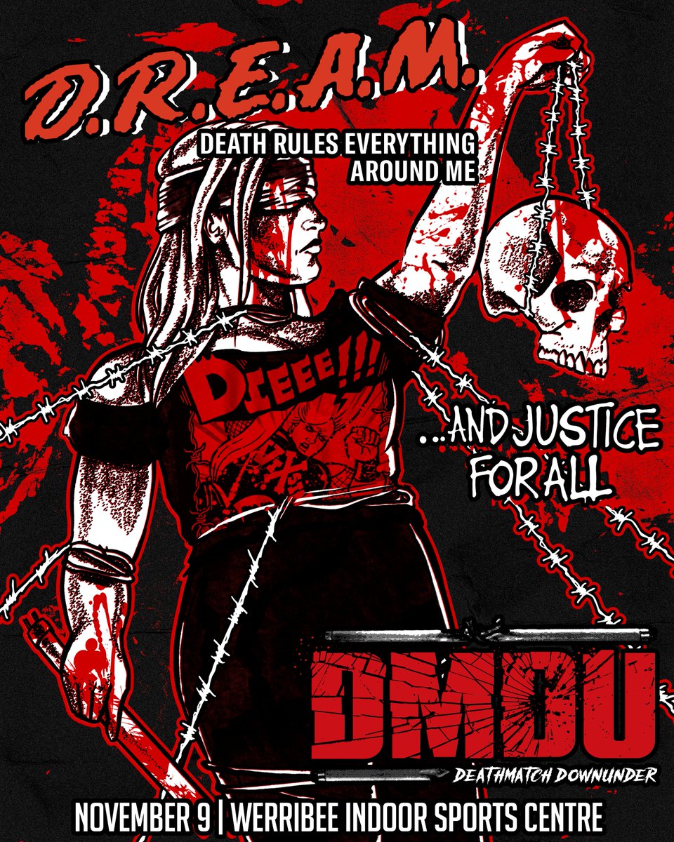 🚨💀D.R.E.A.M 4 TOURNAMENT ANNOUNCEMENT💀🚨 

#DMDUDREAM #ANDJUSTICEFORALL RETURNS NOVEMBER 9TH - NAARM - WERRIBEE INDOOR SPORTS CENTRE

🎟️TICKETS ON SALE NOW! - bit.ly/3Y8uWCl