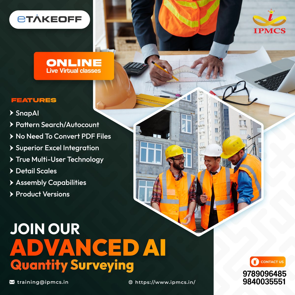 ipmcsacademy_20's tweet image. evolutionize your project estimates with Ai! Join eTakeoff’s Advanced Ai Quantity Surveying classes and build smarter. #ipmcs #etakeoff #AIinConstruction #quantitysurveying #projectmanagement #aiinconstruction #surveyingtools #estimatingsoftware