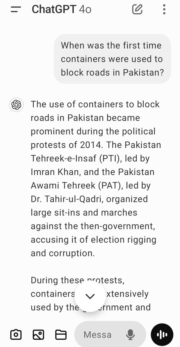 durre_nayab_'s tweet photo. Celebrating the 10th anniversary of the innovative use of containers... to block roads, not transport goods.
Asked Chatgpt a question, and this is what it had to say. #Containeristan in the age of #AI....
. https://t.co/vabOMfMgGq