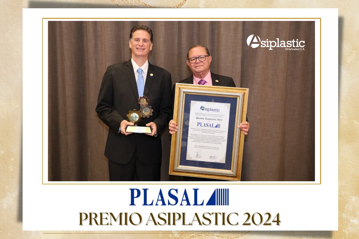 ¡Felicitaciones a @PlasalC por haber sido galardonado con el Premio ASIPLASTIC 2024! Un reconocimiento merecido por su compromiso con la innovación sostenible en la industria del plástico👏🏻