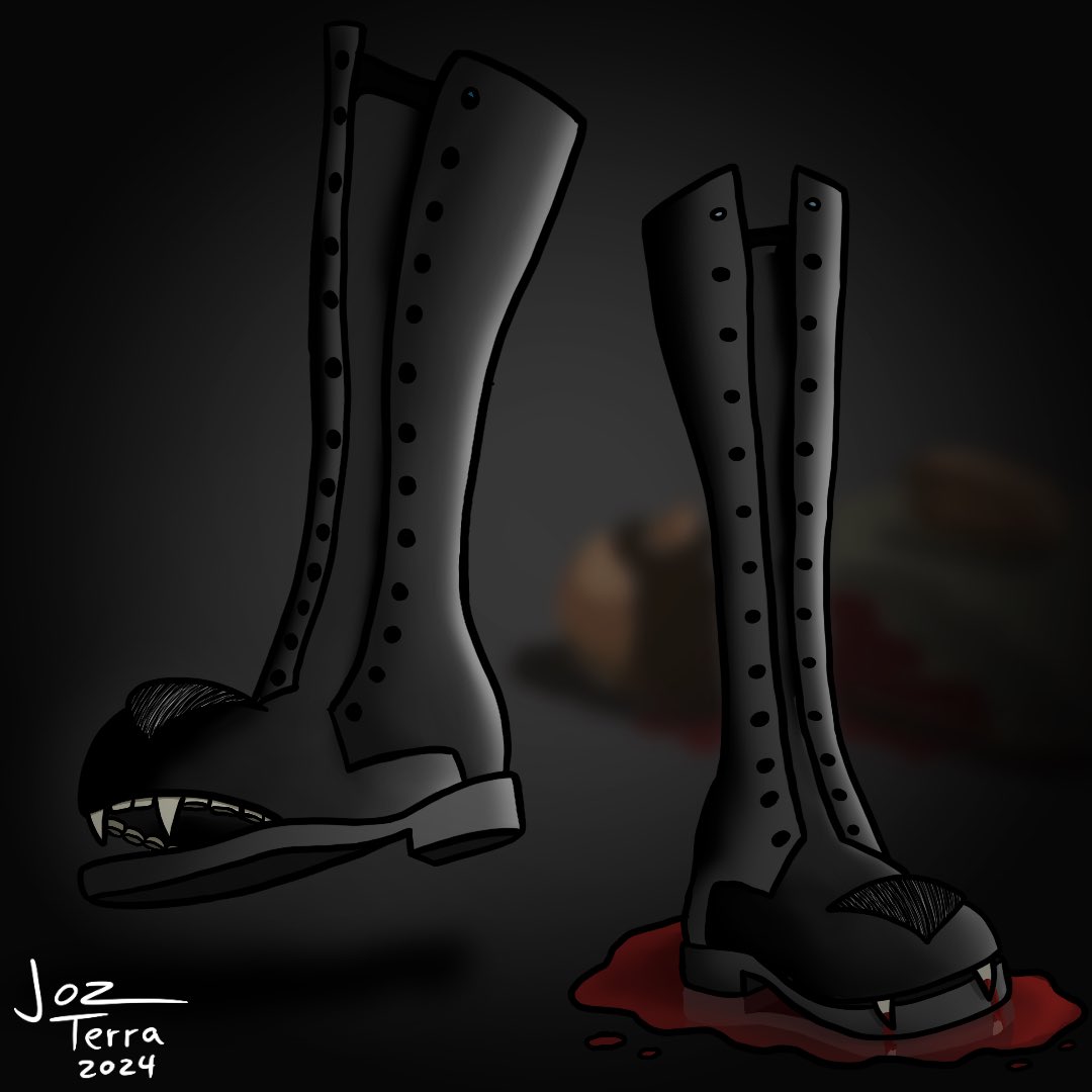jozterra's tweet photo. Vampire Boots. #Inktober #Drawlloween #inktober2024 #Drawlloween2024 #Inktober2024Boots #Drawlloween2024Vampire https://t.co/yXnyKtQu6r