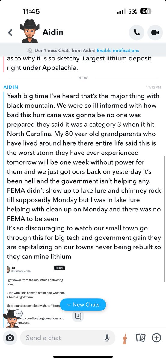 rutherford_jett's tweet photo. Texts from a buddy up in Chimney Rock, NC.

They dont give a shit about Americans, only profiting from wars! https://t.co/ZrXIiySmfw