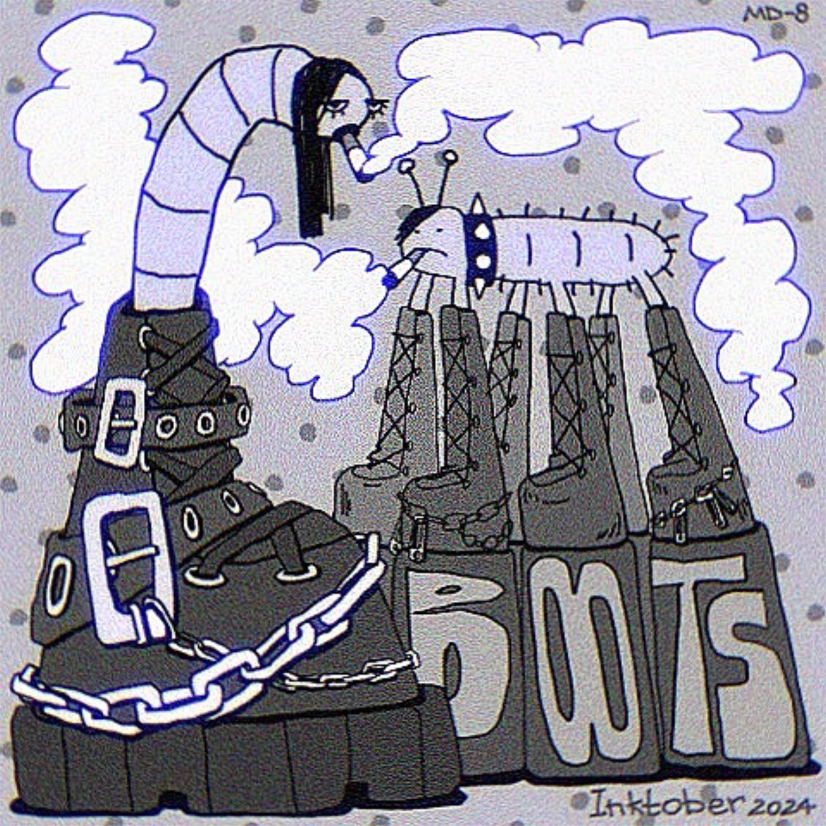 3. Boots
She’s a goth worm girl with her caterpillar boyfriend 

#Inktober #inktober2024 #inktoberboots