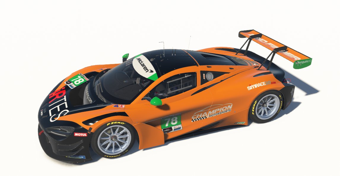 info_cms's tweet photo. Champion Motorsports to enter 3  #mclaren #Gt3 cars at #iracing 2024 Petit Lemans sporting #iRTES branding in anticipation of our upcoming 2025 season.  Here are some previews #iracing #simracing #esports #mclaren #roadatlanta #letsgo https://t.co/myvR3vlqWC