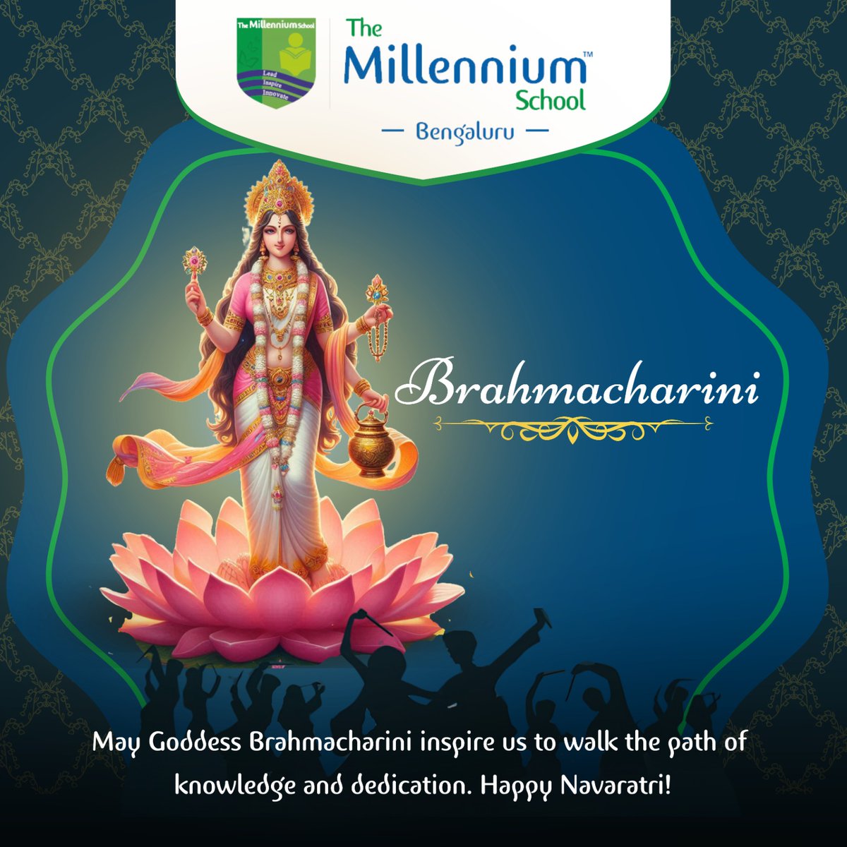 jnanaacdemey's tweet photo. On Day 2 of Navratri, we honor Maa Brahmacharini, the embodiment of devotion and penance. May her blessings guide us on the path of discipline and strength. 🌸🙏
#millenniumschool #tmsbengaluru #k12schools #CBSE #NavratriDay2 #MaaBrahmacharini #DevotionAndPenance #NavratriVibes https://t.co/62v0CcwFgx