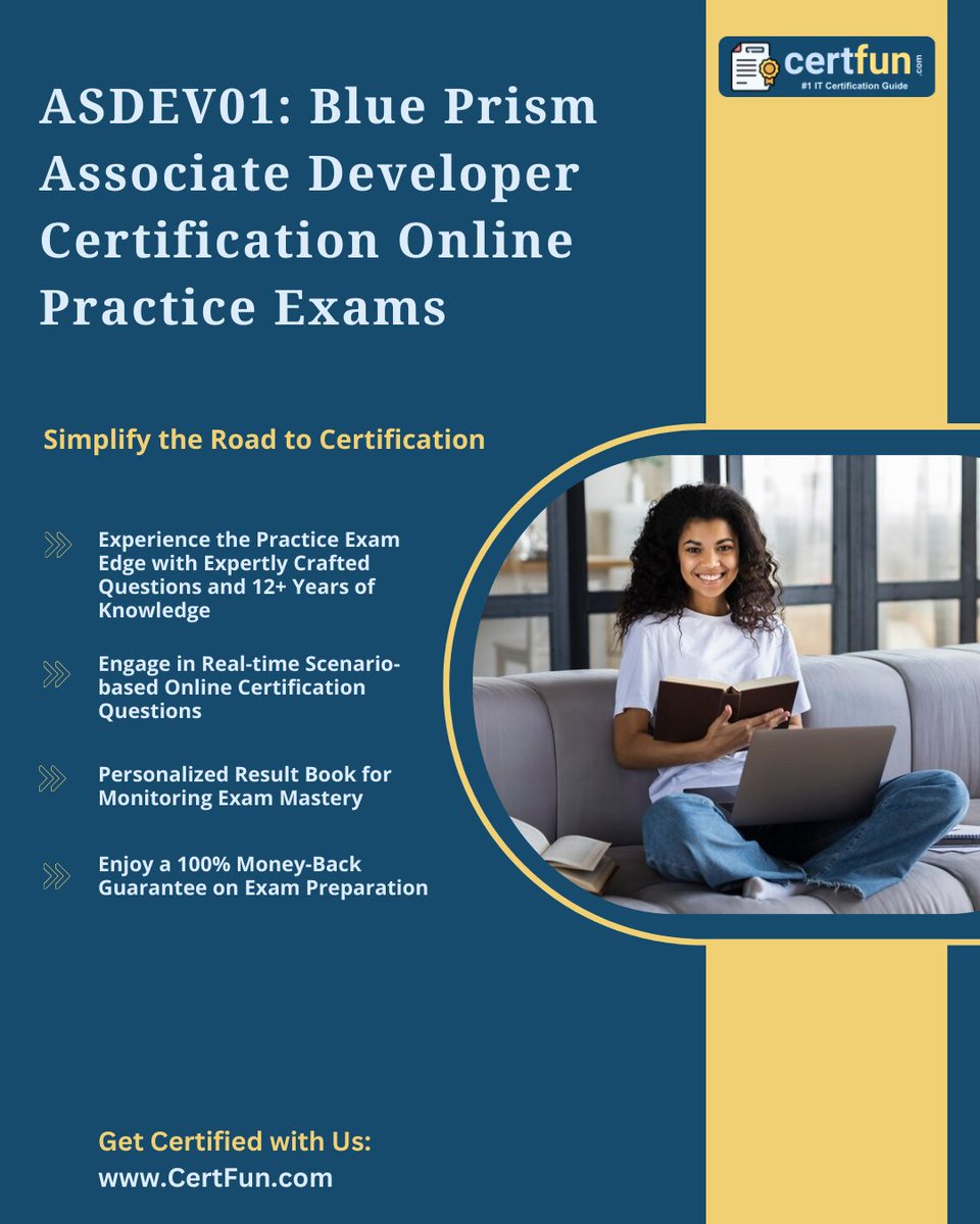 certfun_com's tweet image. ๐ท Master the skills required to pass the ASDEV01 Exam with our comprehensive online practice tests. Gain confidence with real-time scenarios and exam simulations.
certfun.com/blue-prism/asdโฆ
#BluePrism #Developer #AssociateDeveloper #ASDEV01