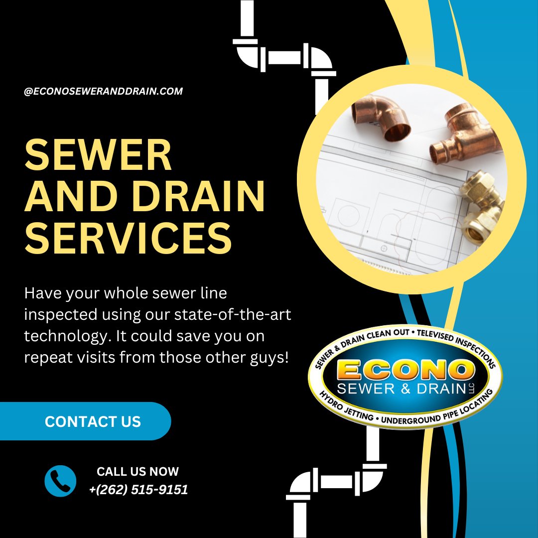 econosewerdrain's tweet image. I’ve had repeat cleanings but my sewer is still blocked! Why?
Our televised sewer line inspection will identify the actual problem so that we can fix it the right way! Give us a call at (262) 515-9151. #SewerInspections #SewerProblems