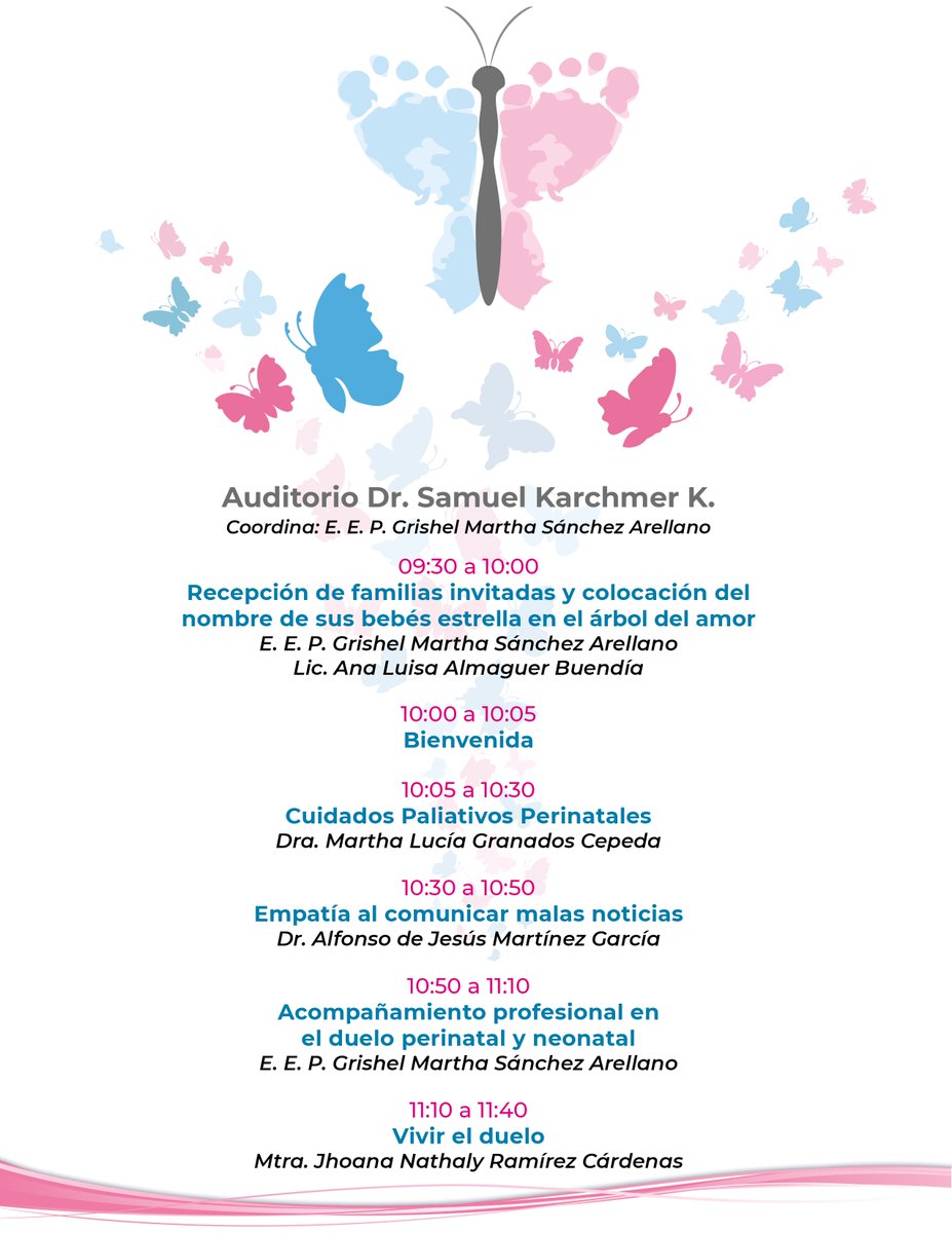 INPer_mx's tweet photo. 15 de octubre
DÍA MUNDIAL DE LA CONCIENTIZACIÓN DEL #DUELO POR #MUERTEGESTACIONAL, #MUERTEPERINATAL Y #MUERTENEONATAL
“Incluso el más pequeño de los pies, tiene el poder de dejar una gran huella”
Evento Híbrido • 9:30 Hrs.
Auditorio Dr. Samuel Karchmer K.
🧵 https://t.co/mgPyuhZFTj