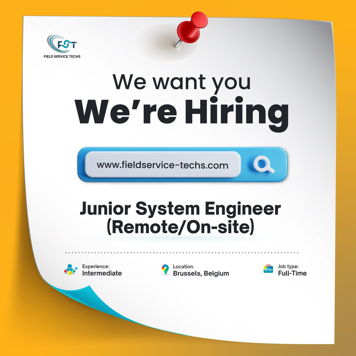 FS_Techs's tweet image. 🚀We&apos;re Hiring!
Join our team in Belgium as a Junior System Engineer. Configure, maintain &amp;amp; troubleshoot systems in a hybrid environment. Grow your skills in IT infrastructure &amp;amp; automation!🌐

For More Details Signup &amp;amp; Apply now!- fieldservice-techs.com/jobdetails/det…

#ITJobs #Belgium #Hiring