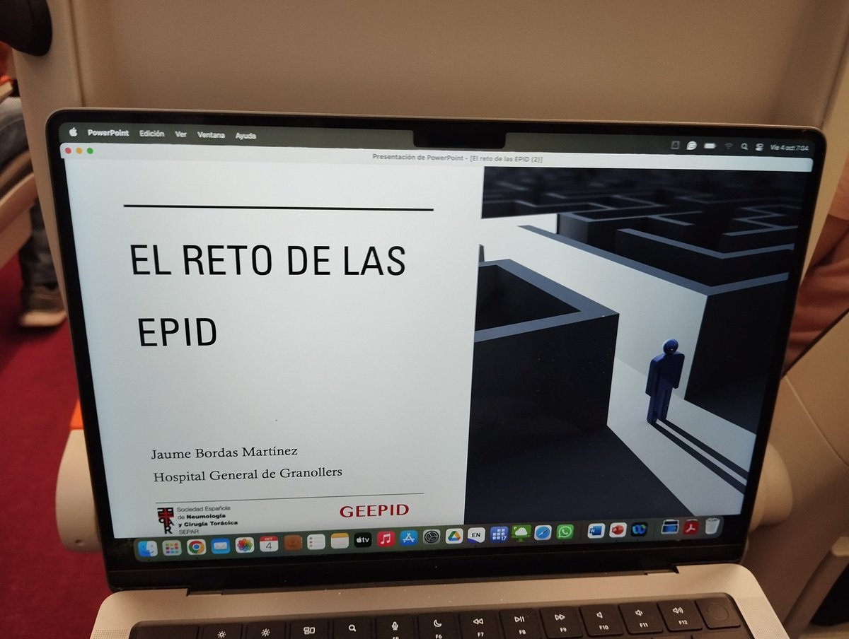 Bien temprano camino a Madrid, repasando la presentación del Curso del grupo emergente de EPID "Un viaje por el reto diagnóstico de las EPID"