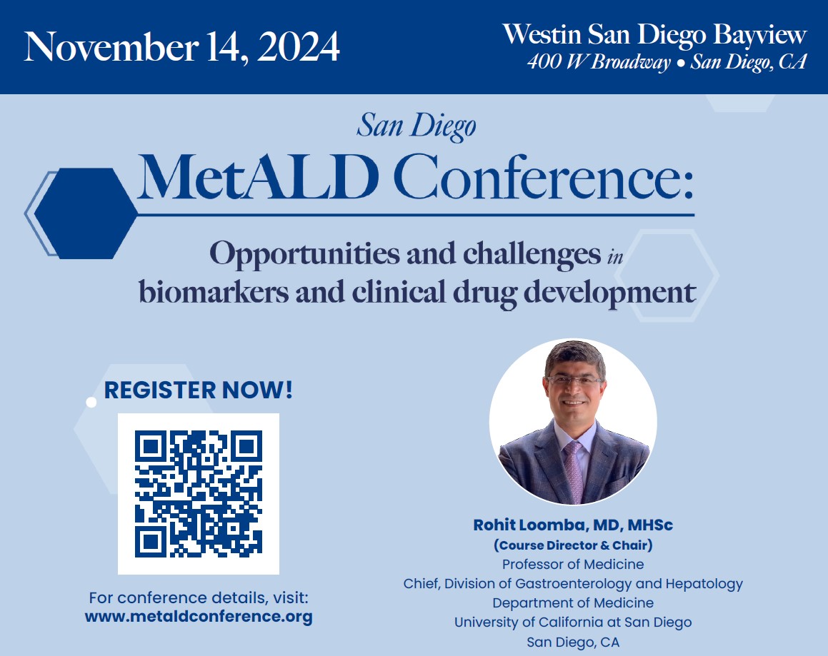 Vincent Wong (@vwswong) on Twitter photo This is probably the first MetALD Conference ever. Thank you, <a href="/DrLoomba/">Rohit Loomba</a>, for hosting this in San Diego!
metaldconference.org This is probably the first MetALD Conference ever. Thank you, <a href="/DrLoomba/">Rohit Loomba</a>, for hosting this in San Diego!
metaldconference.org