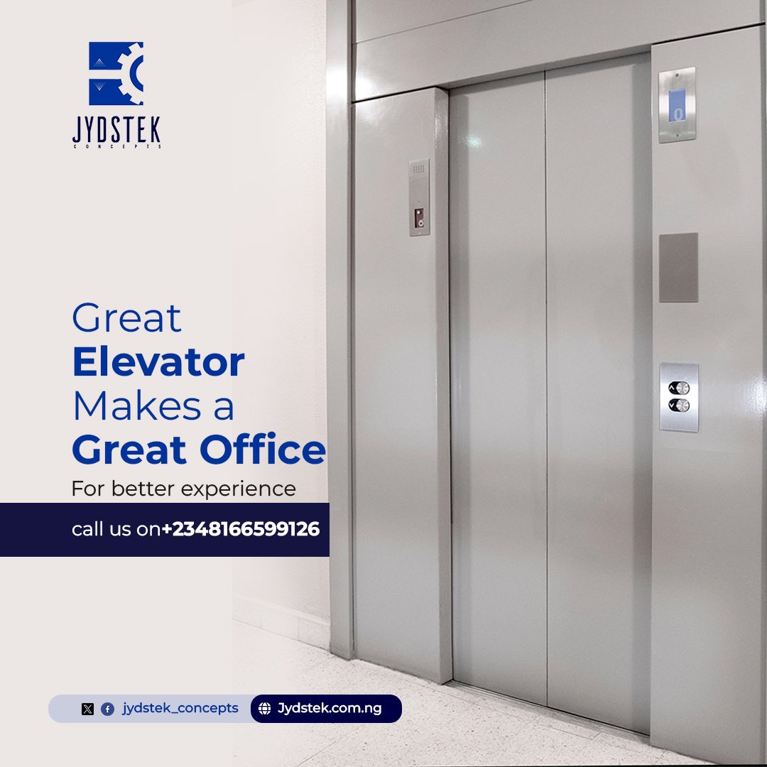 jydstek_concept's tweet image. Keep your elevator running smoothly and ensure safety for all. Contact us now!
Call 📲08166599126
📍Visit our website jydstek.com.ng

#escalatorexpert #escalatorsinstallerinlagos #hospitalelevator #homelevators #homelevators #glasselevator
#ElevatorMaintenance