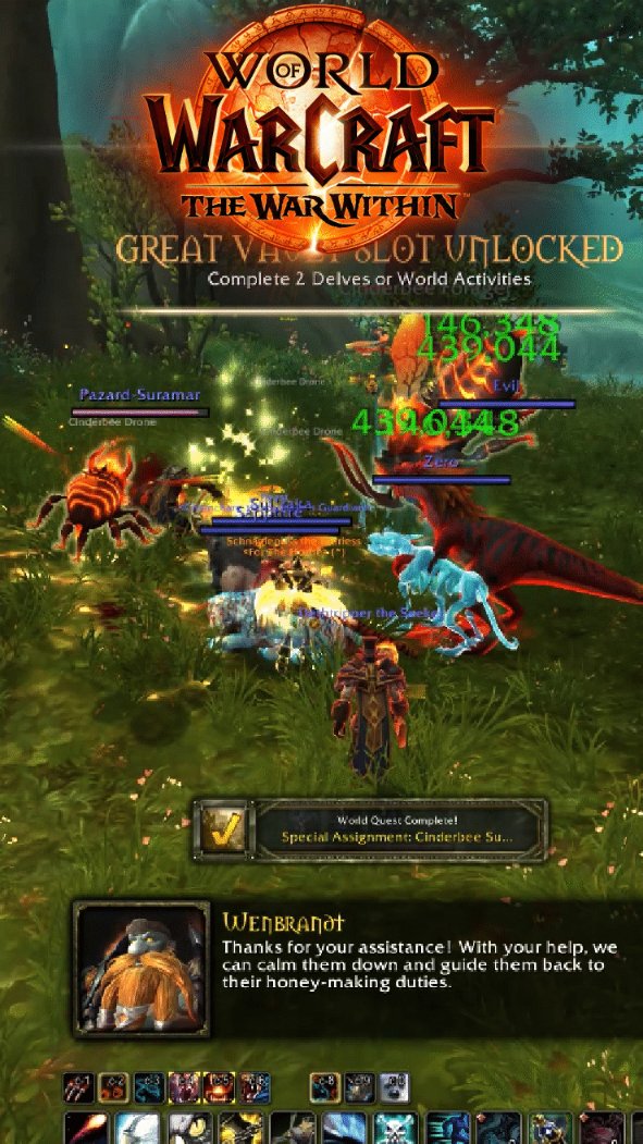 Dethtripper's tweet photo. ☠️ Special Assignment, Cinderbee Surge, Cinderworld, Seasoned Adventurer... https://t.co/WE3n5raiyM via @YouTube #worldofwarcraft #TheWarWithin #SpecialAssignment #CinderbeeSurge #SeasonedAdventurersCache #IsleOfDorn #80BMHunter #Dethtripper #DethG #DethGaming #YouTubeShorts https://t.co/tl8ZuvrQ7i