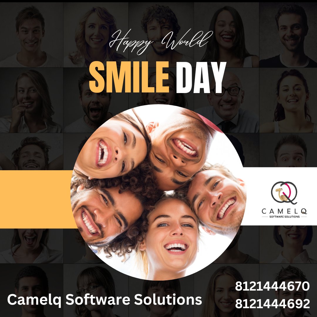 camel_q31616's tweet image. Happy world smile day.
Keep smile on your face to face any type of difficulty
Camelq software solutions Hyderabad
#smile #smilechallengechallenge #smilechallengesmilechallenge #SmileFaceChallenge #smilechallenge #keepsmiling