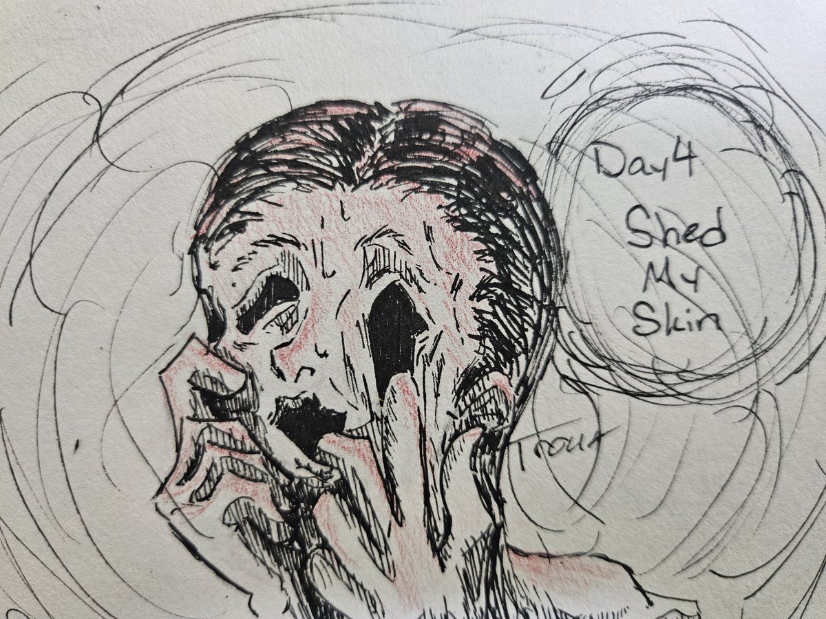 IAmLittleTrout's tweet photo. #inktober #goretober Day 4: Shed My Skin https://t.co/ZGaVf8iVBS