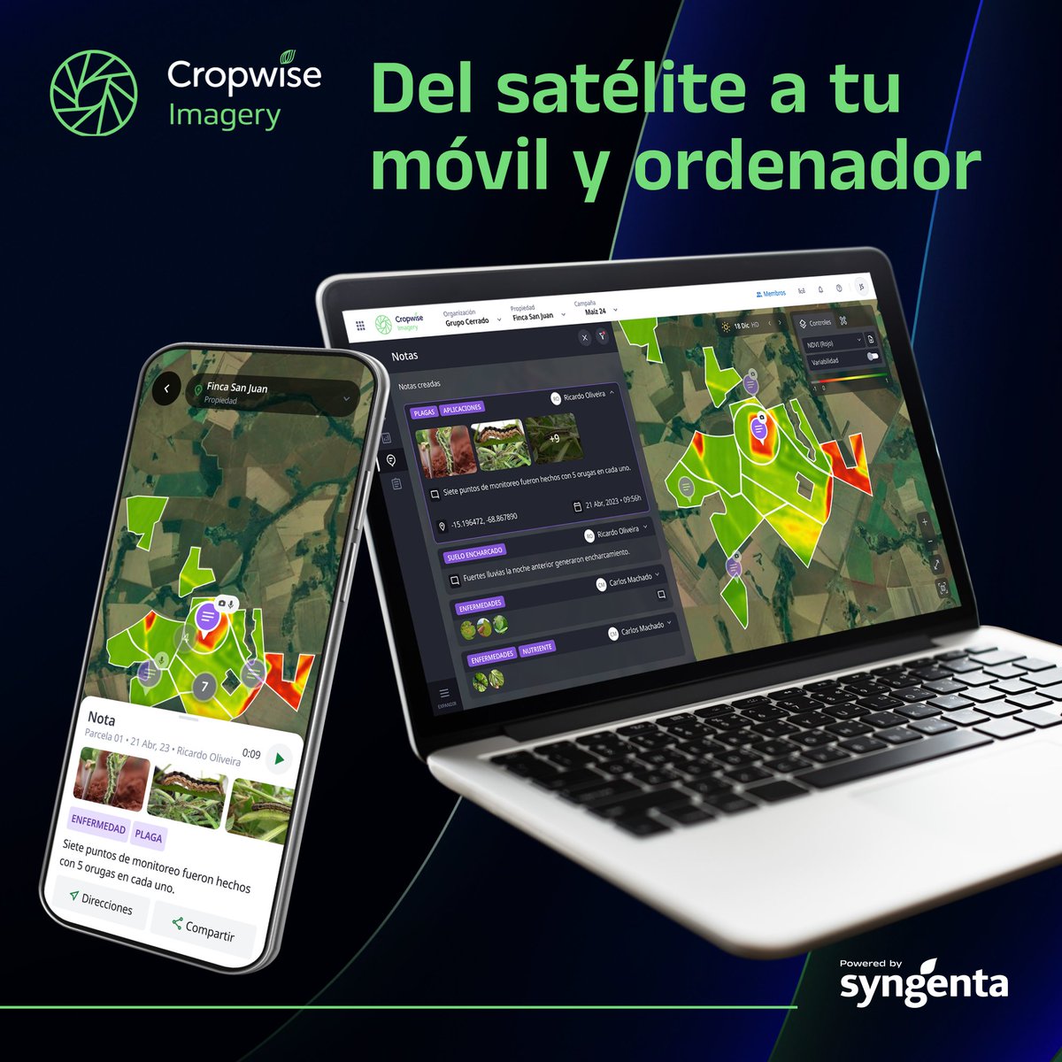 SyngentaES's tweet photo. 📲 Detecta problemas en tus cultivos antes de que sean visibles con Cropwise™ Imagery de Syngenta 🌾

🚀 Identifica zonas con baja vigorosidad de NDVI y toma decisiones basándote en datos contrastados. 

https://t.co/aDIFQnTIrI https://t.co/h97N0k5PJK