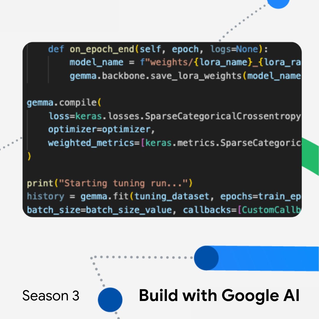 googledevs's tweet image. 📣 Announcing #BuildwithGoogleAI: A Season of Gemma.

Learn exciting ways to use Gemma AI models to solve problems &amp;amp; create solutions with these new episodes:

-Native Language AI Assistant
-Personal AI Code Assistant
-Business Inquiry AI Assistant

👀 → goo.gle/480XCkk