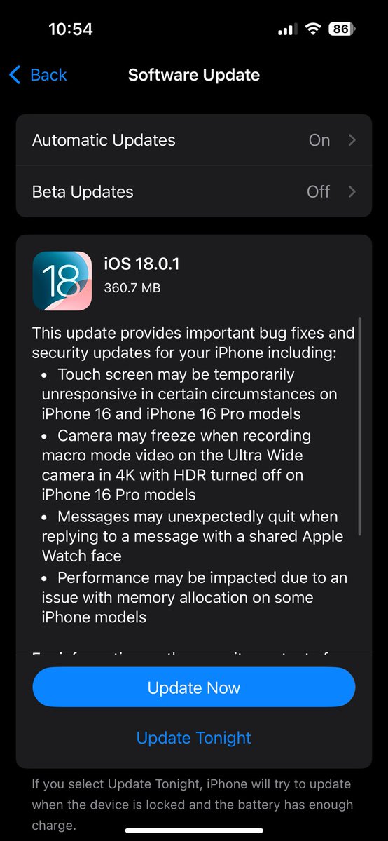 davinder127's tweet photo. Apple Release #ios 18.0.1 update..
#applehub https://t.co/dPMqU6LGlr