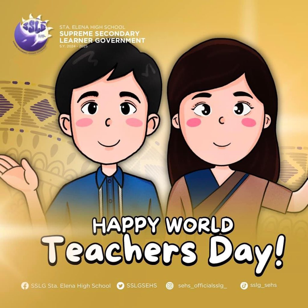 SSLGSEHS's tweet photo. ᯓ★ Today, we celebrate our second parents, who tirelessly teach us to become better versions of ourselves. We, the Supreme Secondary Learner Government, wish our educators a Happy Teacher’s Day! https://t.co/m1mdaRBm4J