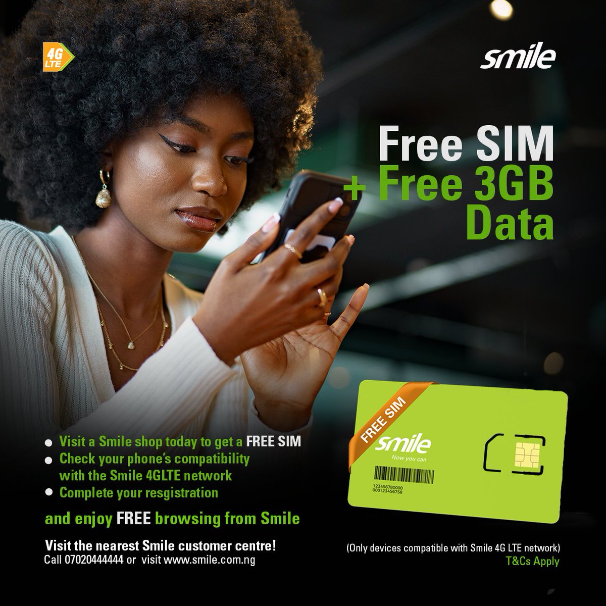 SmileComsNG's tweet image. Stay glued to your phone and enjoy FREE browsing with Smile FREE SIM + FREE 3GB Data today

Click bit.ly/3y18wbN to locate the nearest Customer Centre and claim your freebies now! Smile

#FreebiesAlert #FreeSIM #FreeData #FreeBrowsing #WeekendVibes #SmileMore #Joy