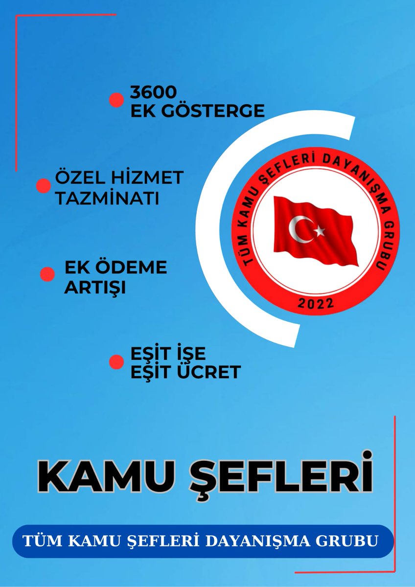 Yönetici #TümKamuŞefleri 3600 ek gösterge düzenlemesini ivedilikle bekliyor.Kamuda çalışma barışının ve adaletin sağlanması için Devletin Verdiği Sözün tutularak 3600 ek gösterge kapsamına alınmayı talep ediyoruz. <a href="/RTErdogan/">Recep Tayyip Erdoğan</a> <a href="/isikhanvedat/">Prof. Dr. Vedat Işıkhan</a> <a href="/memetsimsek/">Mehmet Simsek</a> <a href="/_cevdetyilmaz/">Cevdet Yılmaz</a> <a href="/csgbakanligi/">T.C. Çalışma ve Sosyal Güvenlik Bakanlığı</a>