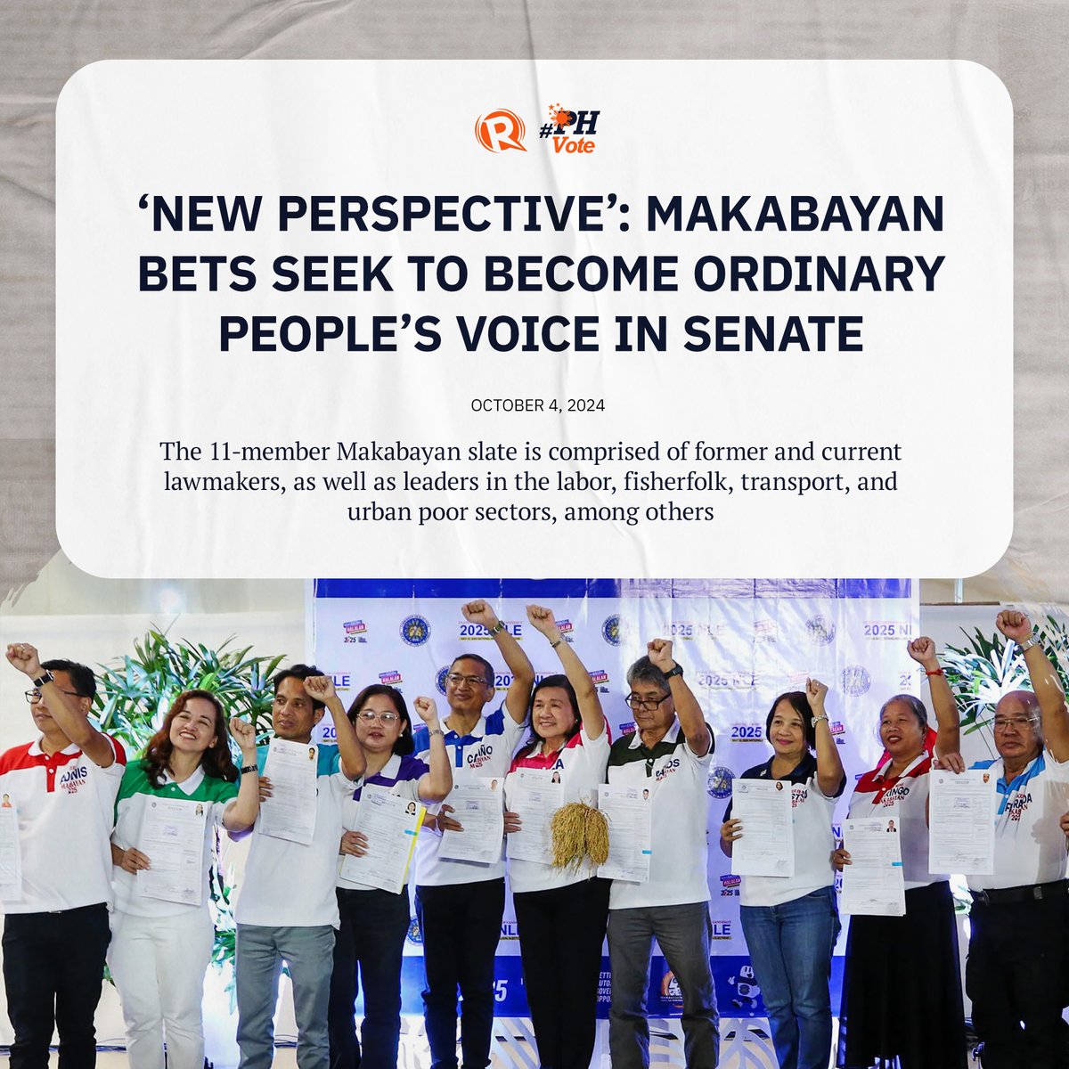 Makabayan, a coalition of leftist party-list groups, has fielded a near-complete slate to join the race for the coveted 12 Senate seats up for grabs in the 2025 elections. #PHVote trib.al/nuZejHu