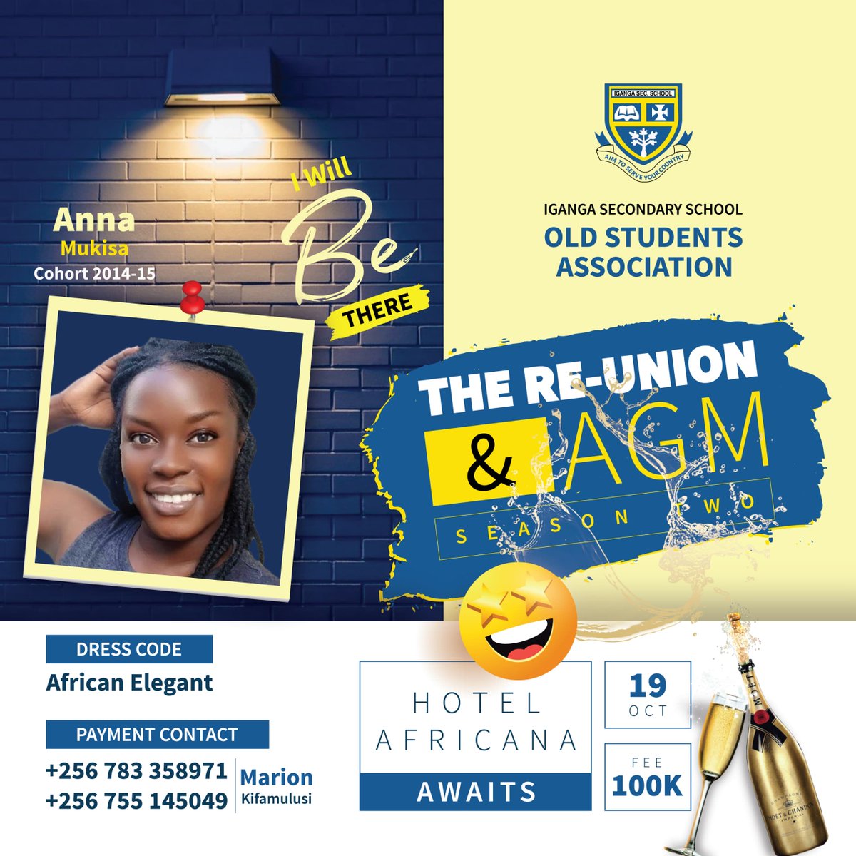 igassosa's tweet photo. Anna Mukisa will be there, will you? 😍 Let’s make October 19th a night to remember! Sign up now, dress in your African Elegant attire, and let’s toast to great memories and new beginnings! #IgangaAGM #TogetherWeCan #ReunionExcitement https://t.co/WSwQNdVO44