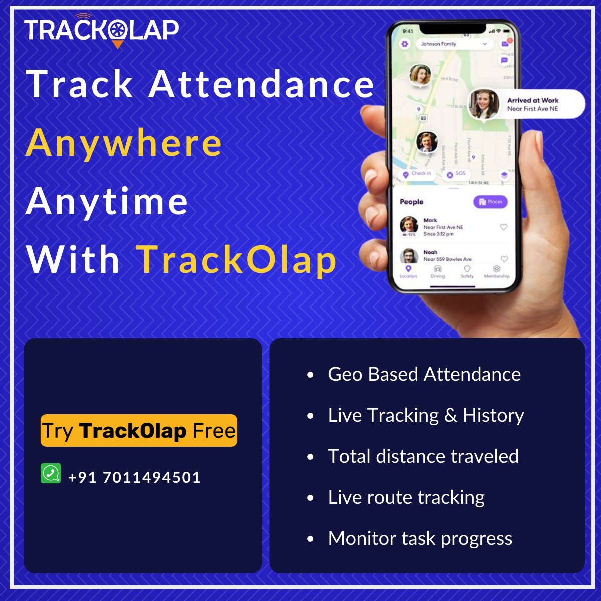 trackolap's tweet image. Track attendance effortlessly with 𝐓𝐫𝐚𝐜𝐤𝐎𝐥𝐚𝐩’𝐬 𝐆𝐞𝐨-𝐛𝐚𝐬𝐞𝐝 𝐬𝐨𝐥𝐮𝐭𝐢𝐨𝐧! 🌍

𝐒𝐢𝐦𝐩𝐥𝐢𝐟𝐲 𝐲𝐨𝐮𝐫 𝐟𝐢𝐞𝐥𝐝 𝐟𝐨𝐫𝐜𝐞 𝐦𝐚𝐧𝐚𝐠𝐞𝐦𝐞𝐧𝐭 𝐭𝐨𝐝𝐚𝐲!
trackolap.com/contact-us

#AttendanceTracking #FieldForceAutomation #TrackOlap #ProductivityTools