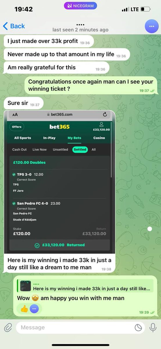 HAPPY CLIENT  ❤️ ✅

🎊🎉Congratulations To All The Other Clients And Thank You For The Trust all, Play With The Best 🎉🤝

Message me for more details on next fixed matches