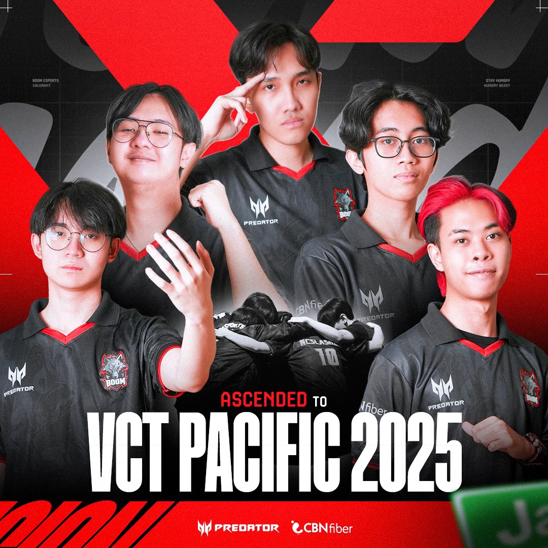 boomesportsid's tweet photo. We have ascended to VCT Pacific 2025.

We are forever grateful for this opportunity and will not disappoint everyone who believes in us. 

LET’S SHOW PACIFIC WHAT WE GOT! 🔥

#HungryBeast https://t.co/RbZVov8oO9
