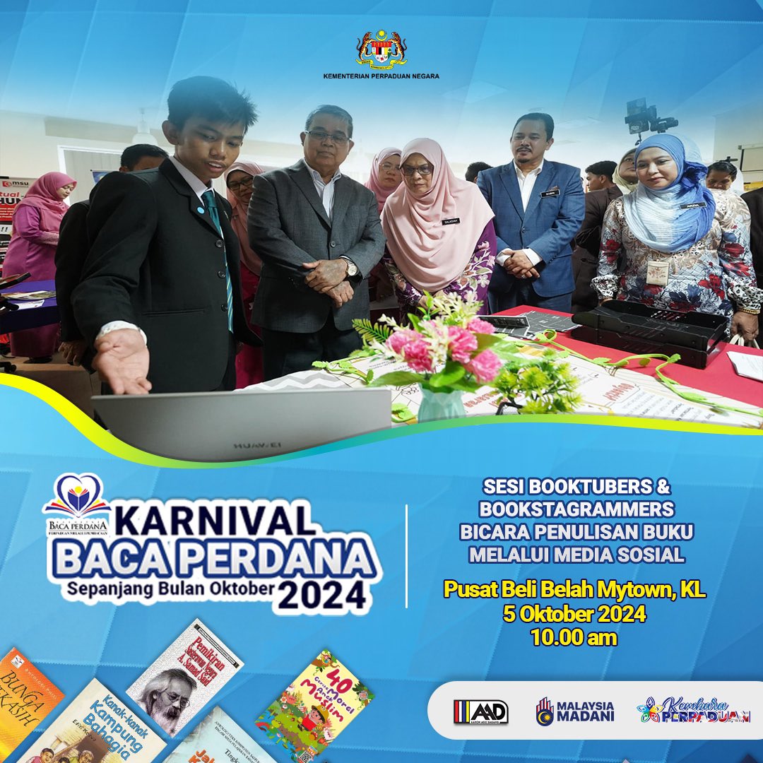 AaronAgoDagang's tweet photo. KARNIVAL BACA PERDANA, APA ITU? 

Karnival Baca Perdana ini bukan sahaja merupakan satu perayaan ilmu, tetapi juga satu platform yang efektif untuk mendekatkan buku dan ilmu kepada masyarakat. 

Kementerian Perpaduan Negara (KPN) melalui PNM telah memilih "Perpaduan dalam Pembacaan" sebagai tema bagi Karnival Baca Perdana yang akan berlangsung selama satu bulan.

1/4