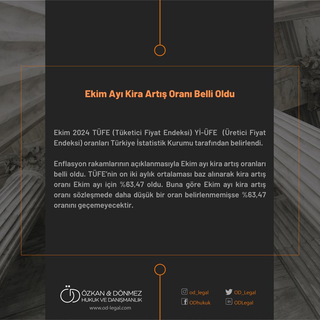 Ekim Ayı Kira Artış Oranı Belli Oldu #ODLegal #gündem