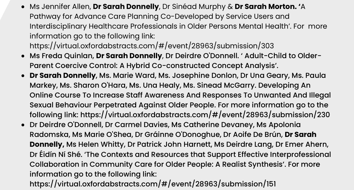 sarahmdonnelly1's tweet photo. Lovely to be in Athlone for #IGS2024 
Busy Day of presentations for @UCDSocialPWJ staff and #PhD students @irishgerontsoc @NaoKody @jenniferc_allen 
 Volume 53 Issue Supplement_4 | Age and Ageing | Oxford Academic (https://t.co/wGRpxIRaGg) https://t.co/BCb6aRtpW0