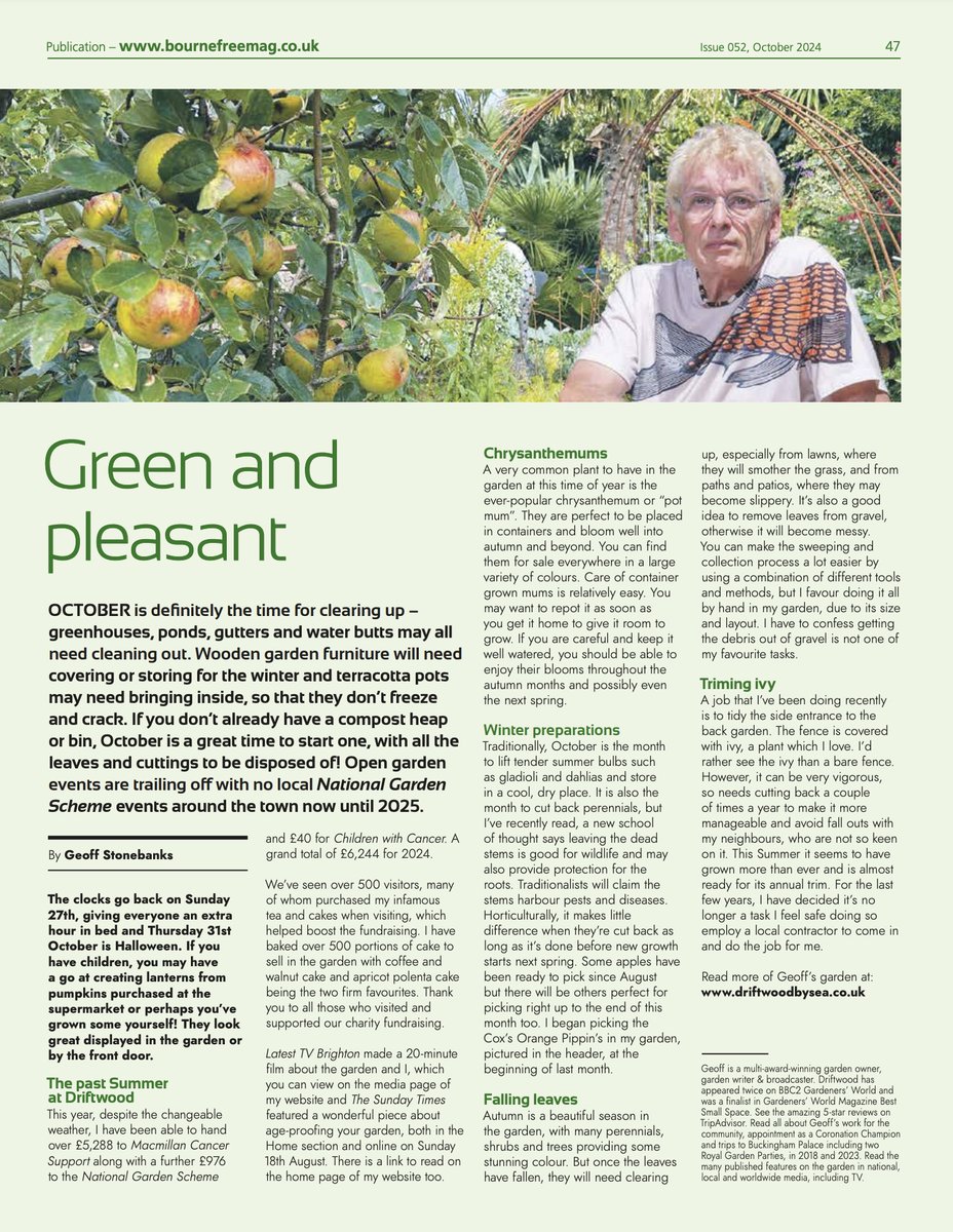 driftwoodbysea's tweet image. Have you seen the October issue of @bournefreemag   yet? My monthly gardening feature is inside on page 47. bournefreemag.co.uk/wp-content/upl… #sussex #gardening