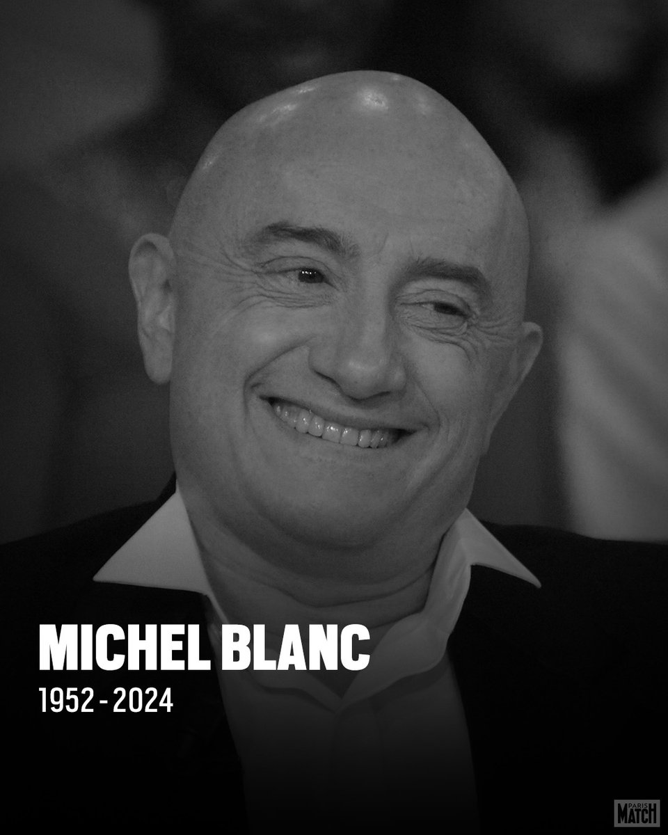 ⚫ 𝗗𝗜𝗦𝗣𝗔𝗥𝗜𝗧𝗜𝗢𝗡

Michel Blanc est mort dans la nuit de jeudi à vendredi à l’hôpital à 72 ans, confirme son entourage auprès de Paris Match. Dans la nuit, Gérard Jugnot a publié un message : « Putain Michel… Qu’est-ce que tu nous as fait… »

 👉 ow.ly/LCpK50TCTMY