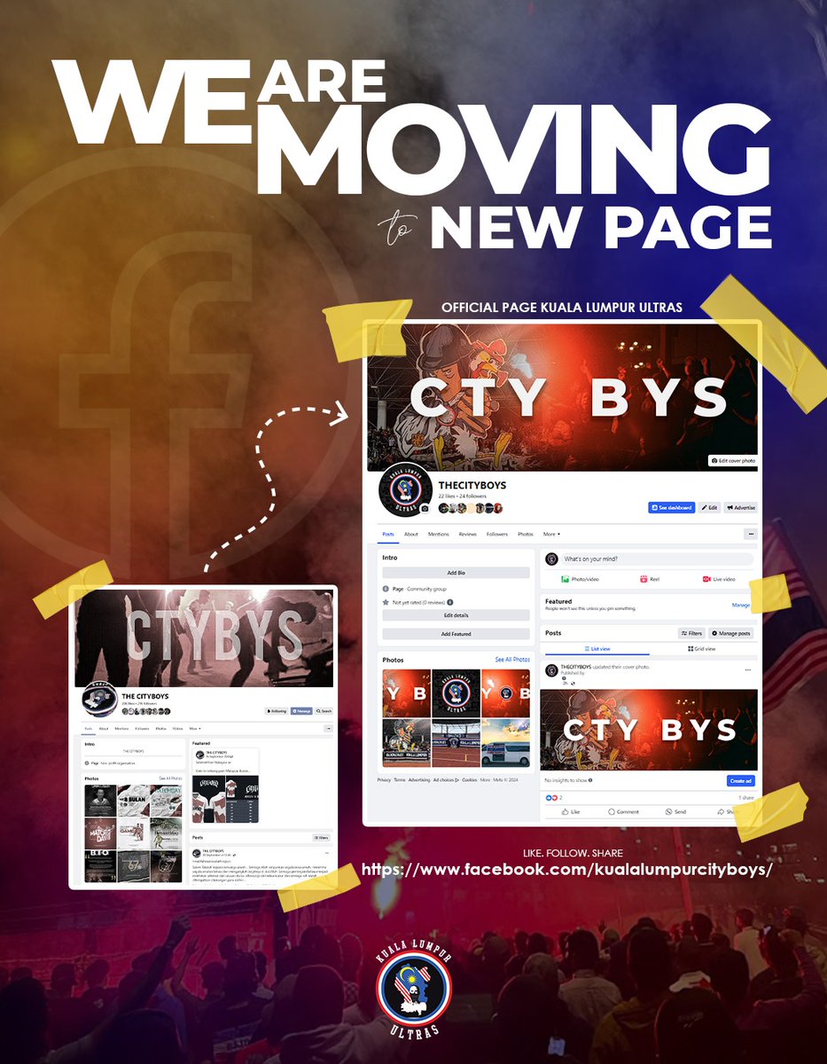 📣 Announcement !!!

Kami akan bertukar kepada page yang baru facebook.com/kualalumpurcit… dan tidak lagi menggunakan platform page lama ini sebagai official dari Kuala Lumpur Ultras.