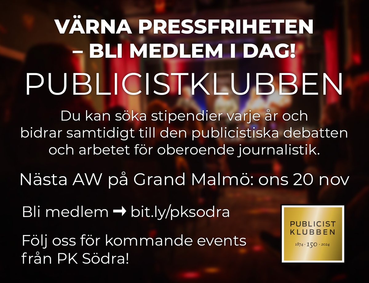 Ansök om att bli medlem i dag om du inte redan är det! publicistklubben.se/bli-medlem-i-p…
