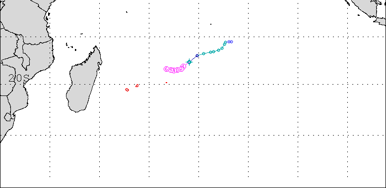 meteo_reunion's tweet photo. #ANCHA approche. point plus près de la Réunion 🇷🇪 prévu à 965 km lundi 7 octobre vers 10h00 https://t.co/xTo7vXMgXR https://t.co/6Xam3K5OvA