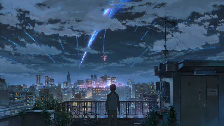 CWF_EN's tweet photo. Oct 4 is the day Tiamat Comet approached to the earth🌏☄️

"That day when the stars came falling. It was almost as if..."
"as if a scene from a dream. Nothing more, nothing less"
""than a beautiful view.""

#YourName. https://t.co/G2RtHNJ2Ms