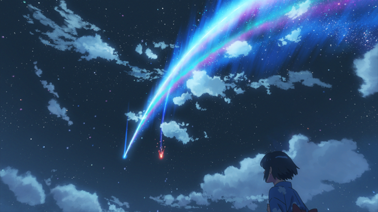 CWF_EN's tweet photo. Oct 4 is the day Tiamat Comet approached to the earth🌏☄️

"That day when the stars came falling. It was almost as if..."
"as if a scene from a dream. Nothing more, nothing less"
""than a beautiful view.""

#YourName. https://t.co/G2RtHNJ2Ms