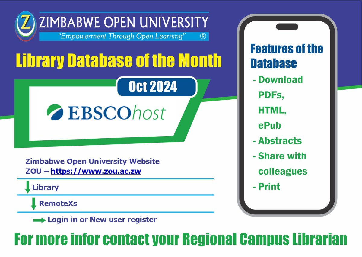 ZOULibrary's tweet photo. Explore, learn and succeed with EBSCOhost! Your one stop database for academic journals, and e-books. Login via our Off Campus Access (RemoteXs)  https://t.co/LNgPHqHIAv 
All first time Remotexs users - create a new account https://t.co/KO2niMCtPl