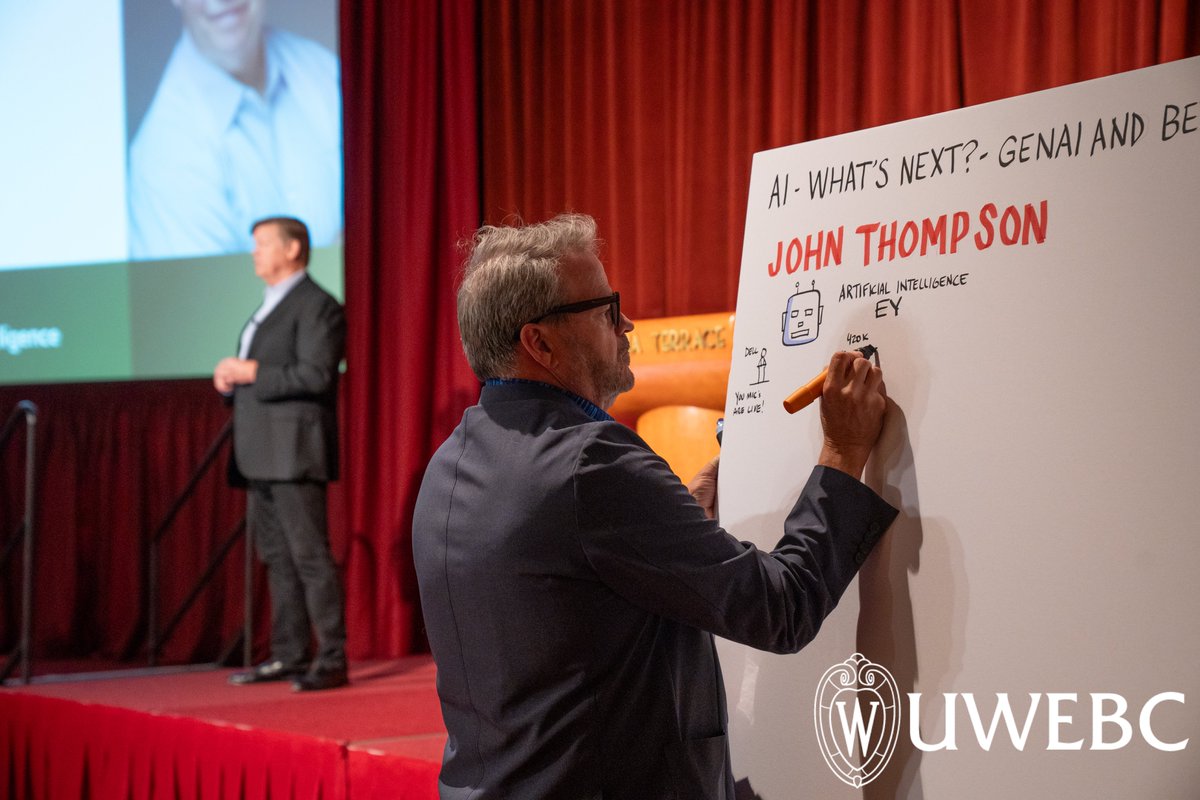 linmap's tweet image. I had a thrilling time capturing EY&apos;s head of AI and his talk at the UWEBC conference in Madison. Truly a captivating hour with no slide deck, just up to date anecdotes from the front lines of how AI is rolled out at one of the big four consulting firms.