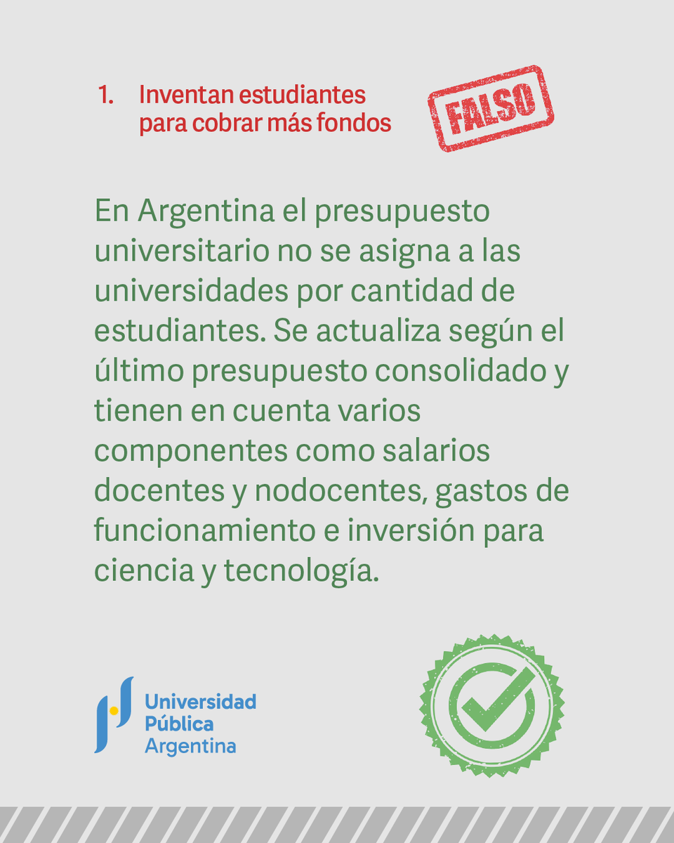 CINoficial's tweet image. ❎ Es falso que las universidades inventen estudiantes para cobrar más fondos.
