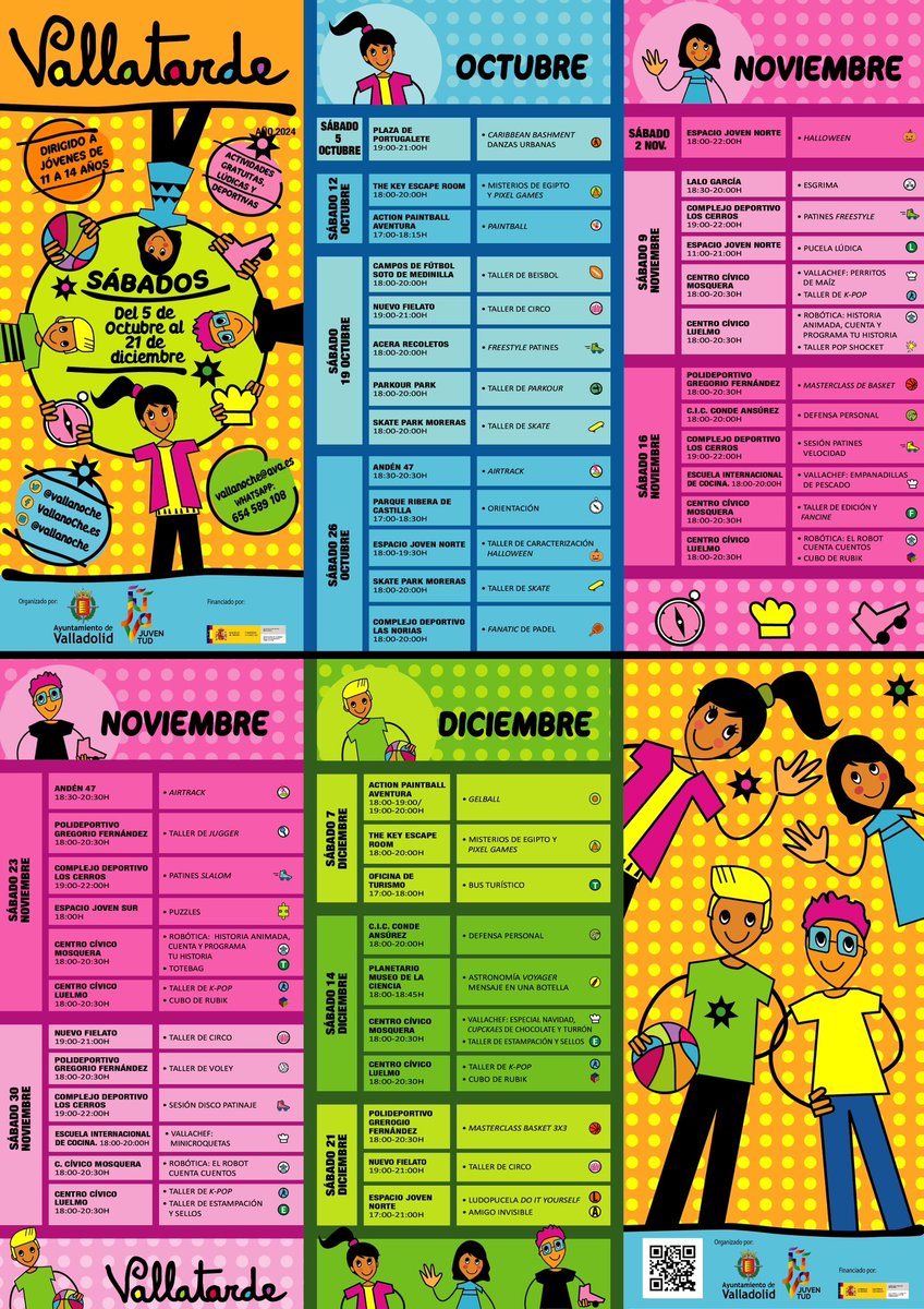 vallanoche's tweet photo. Comienzan las actividades de VallanoChe(14 a 30 años) &amp; VallaTarde(11 a 14 años) Ocio Alternativo y gratuito de fin de semana en #valladolid con ganas de🛼🛹⛹🏼‍♂️🤿🩳🤺👻🤖👩🏻‍💻🧟‍♀️⚽️🤼‍♀️🤸‍♀️👷‍♂️🗣🎙🏀🧱🎾🪄👾🎭🏊🏼‍♂️🏐🎨🔫🎪🎲📸🏰🧭🗺🎛🎧🔵👟🔐🕵🏼‍♀️🧑🏻‍🎤🎃👩‍🎨🥷🐔🎤😂 +info: https://t.co/6FeJIrccBF https://t.co/WCnStEfx7V