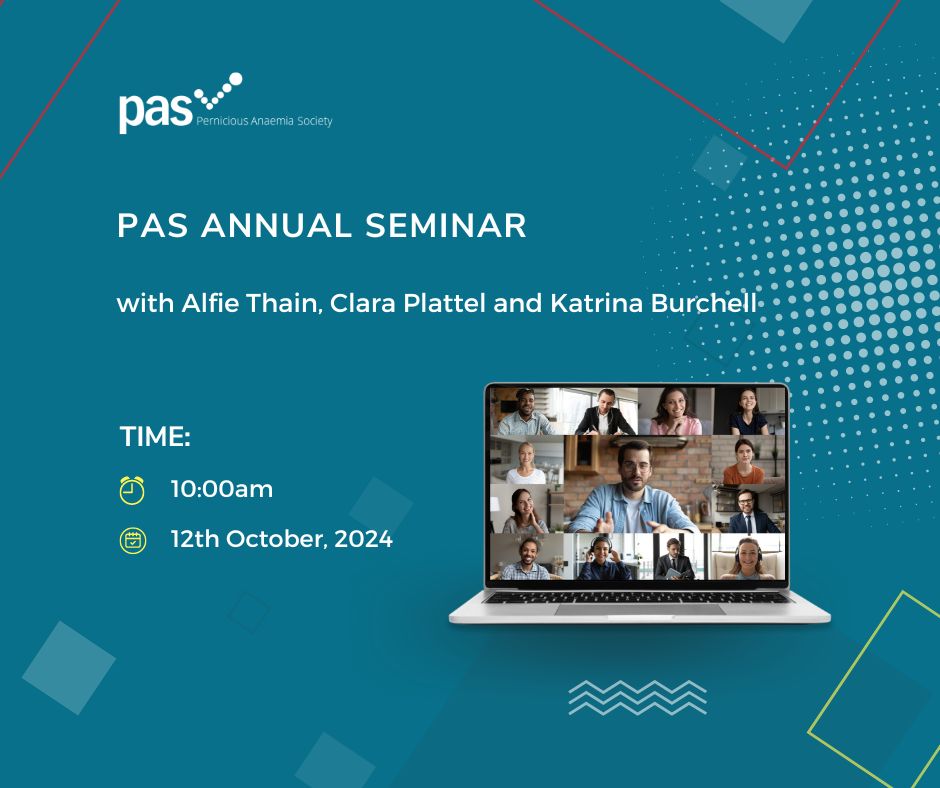Join us for our annual PAS Seminar on 12th October, PA Day. Info &amp; tickets 👉 pernicious-anaemia-society.org/event/pas-semi…