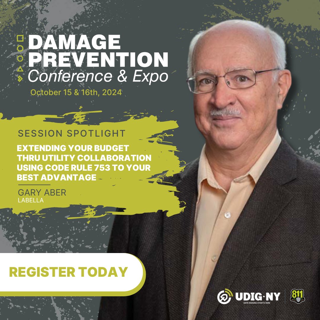 Session Spotlight at the Damage Prevention Conference &amp; Expo! 

Register Today!
bit.ly/3OYVVfA

Join Gary Aber of LaBella Associates for "Extending Your Budget Thru Utility Collaboration Using Code Rule 753 to Your Best Advantage."
