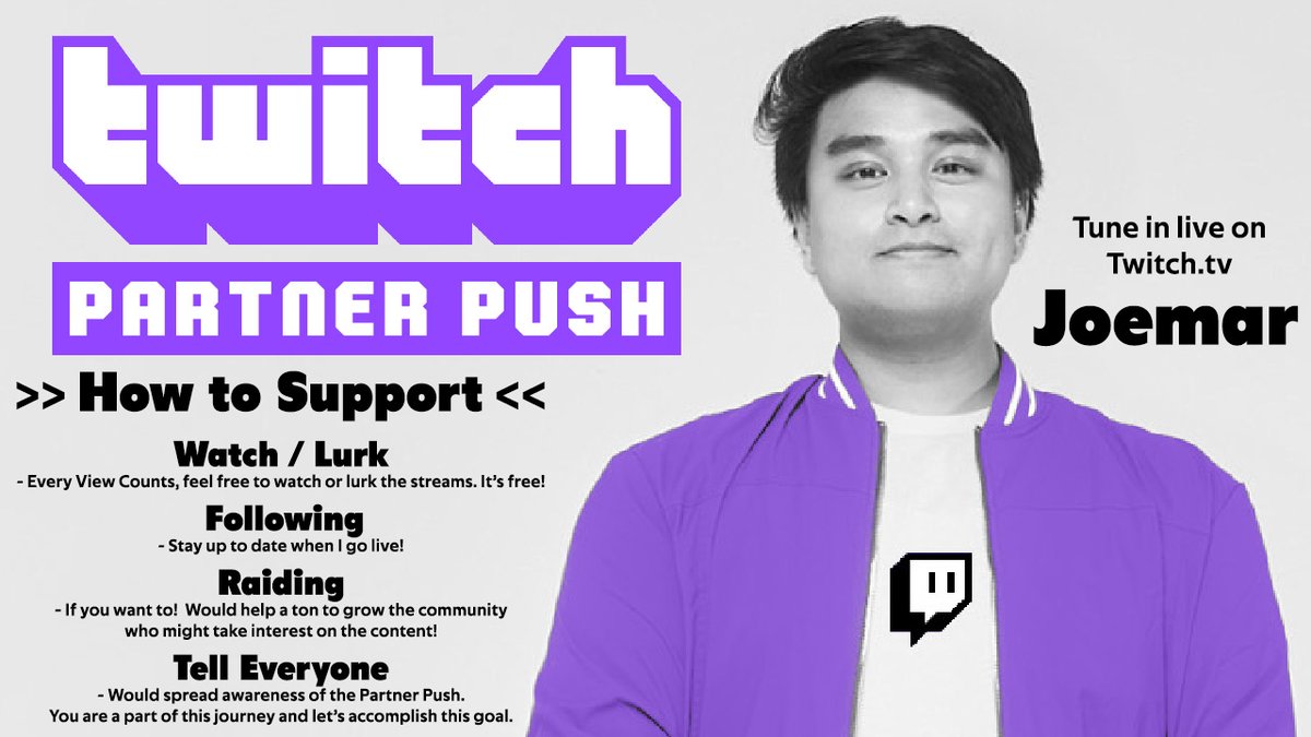 My name is Joemar, I'm a Content Creator/Streamer for +10 yrs now &amp; I am pushing for <a href="/Twitch/">Twitch</a> Partner!

Fan of Pokemon, Kingdom Hearts, many other games and recently fixated on Monster Hunter

Evenings of PST/PDT. Hope to chat and play games wit ya soon!

twitch.tv/joemar🙂
