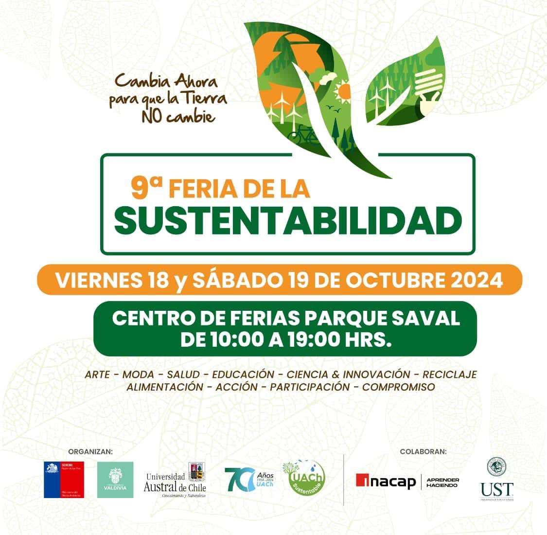 UAChSustentable's tweet photo. ATENCIÓN VALDIVIA Y ALREDEDORES: Se nos viene la 9* Feria de #sustentabilidad y la 11* campaña de recolección de #residuos eléctricos de pequeño tamaño en el Parque #SAVAL este viernes 18 y sábado 19 de octubre. Toda la comunidad de Valdivia y la de @UAustraldeChile invitadas! https://t.co/68ra7coDqz